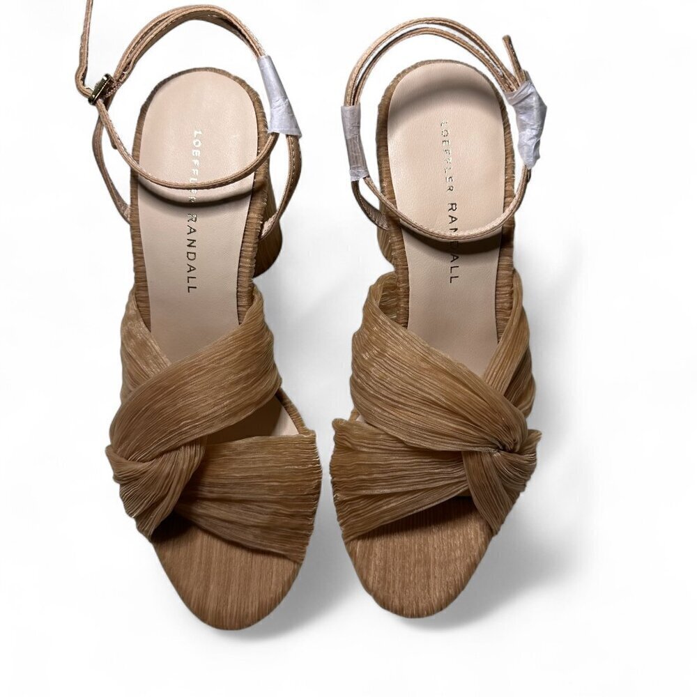 Loeffler Randall Reed Pleated Twist Heel in Peach Polyester Pink Sz 7 B NIB - Picture 11 of 14